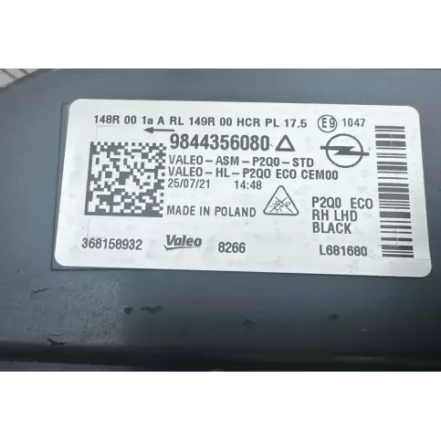 9844356080 фара передняя Opel Mokka B 2022